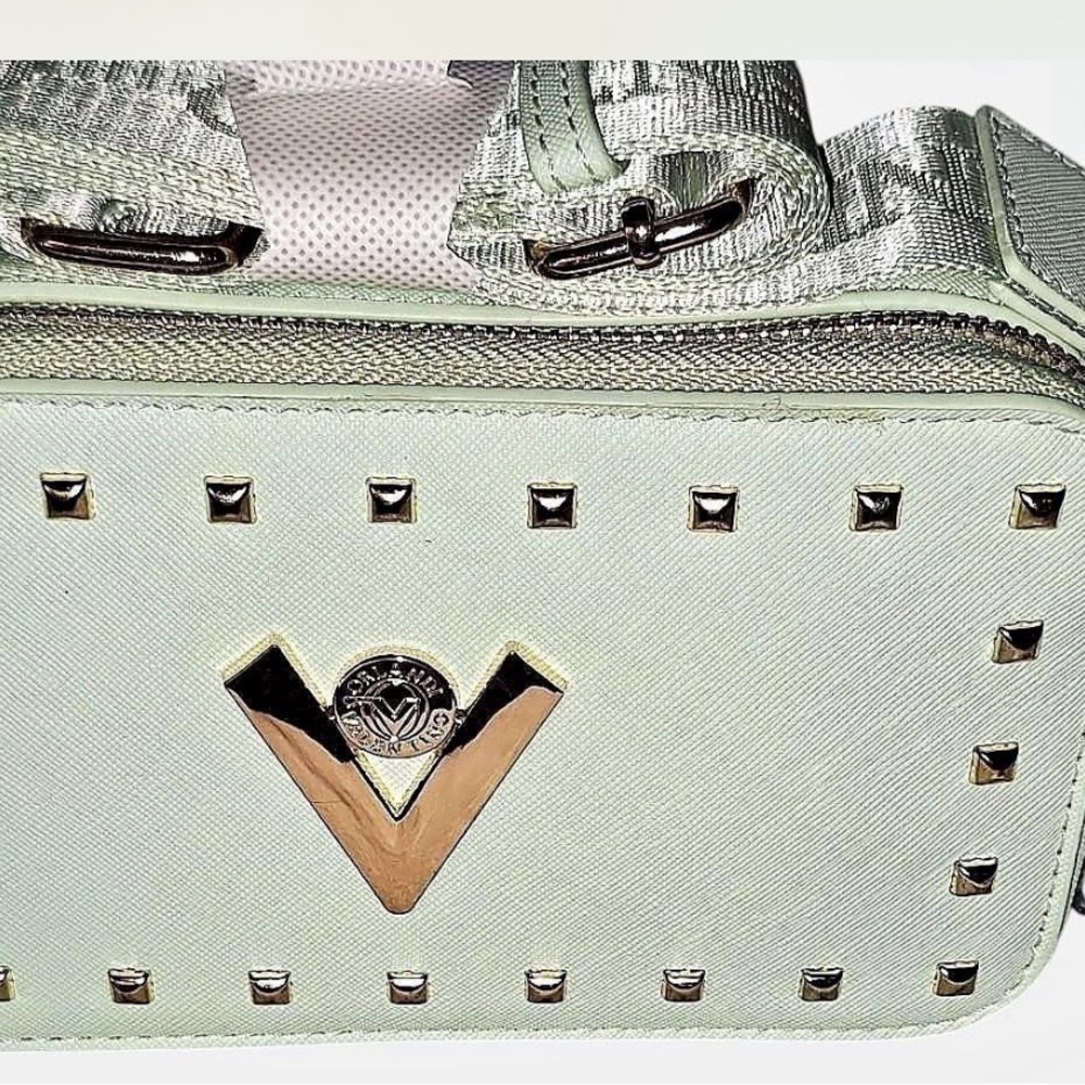 Valentino Orlandi Mint Green Mini Crossbody with Gold V Emblem